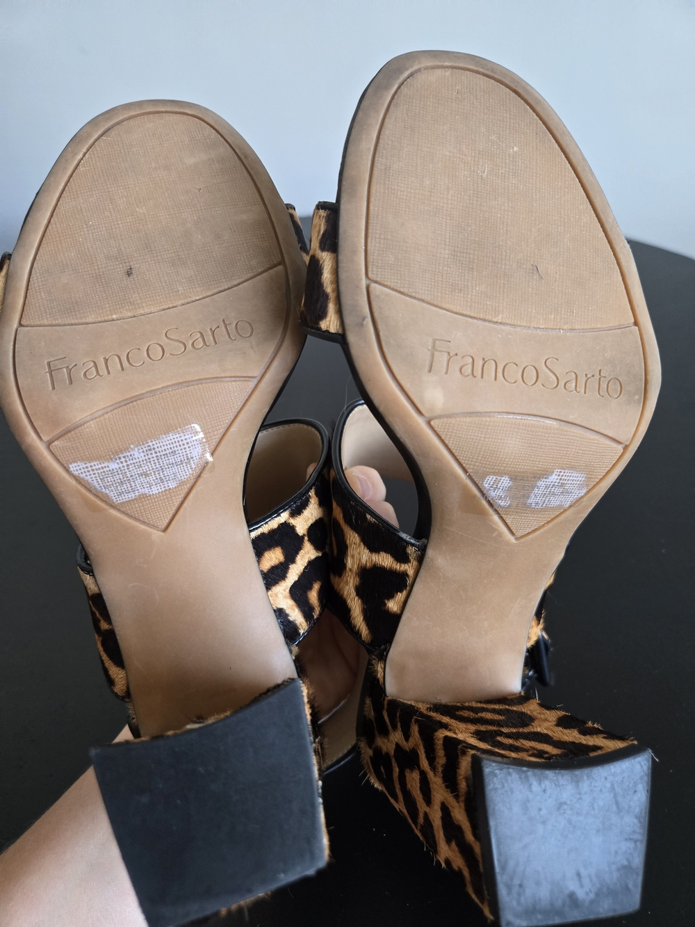 ​Franco Sarto Fidelma Leopard Calf Hair Block Heel Sandals Sz 7M - Picture 7 of 8